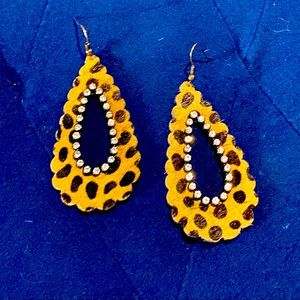 Cheetah Print Large Drop Earrings